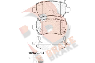 RB1622703 R BRAKE Комплект тормозных колодок, дисковый тормоз
