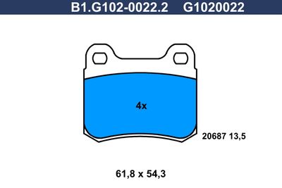 B1G10200222 GALFER Комплект тормозных колодок, дисковый тормоз