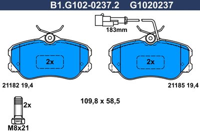 B1G10202372 GALFER Комплект тормозных колодок, дисковый тормоз