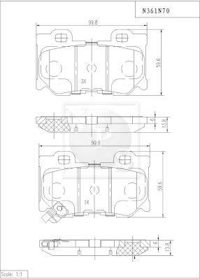 N361N70 NPS Комплект тормозных колодок, дисковый тормоз