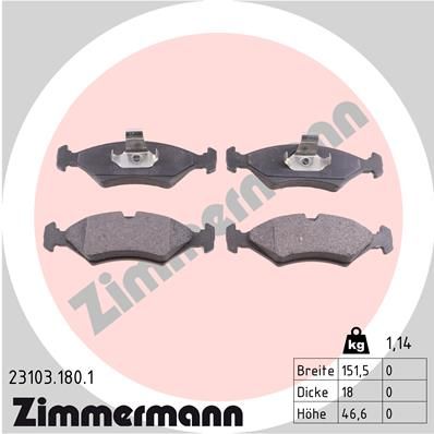 231031801 ZIMMERMANN Комплект тормозных колодок, дисковый тормоз