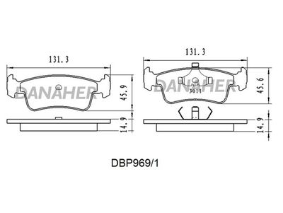 DBP9691 DANAHER Комплект тормозных колодок, дисковый тормоз