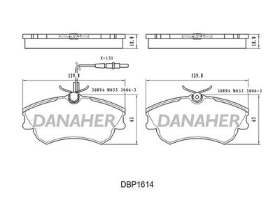 DBP1614 DANAHER Комплект тормозных колодок, дисковый тормоз