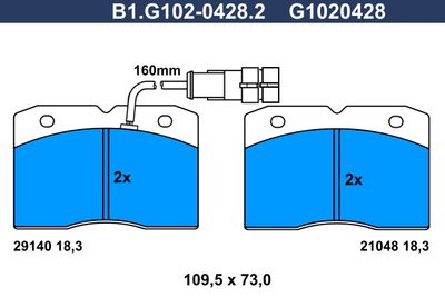 B1G10204282 GALFER Комплект тормозных колодок, дисковый тормоз