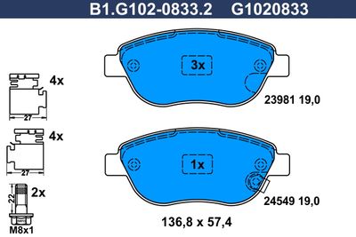 B1G10208332 GALFER Комплект тормозных колодок, дисковый тормоз