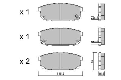 BPKI2001 AISIN Комплект тормозных колодок, дисковый тормоз