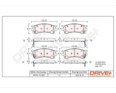 DP1010100053 Dr!ve+ Комплект тормозных колодок, дисковый тормоз