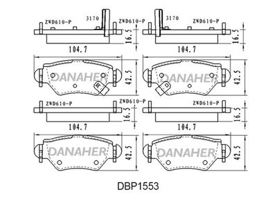 DBP1553 DANAHER Комплект тормозных колодок, дисковый тормоз