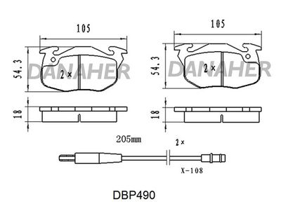DBP490 DANAHER Комплект тормозных колодок, дисковый тормоз