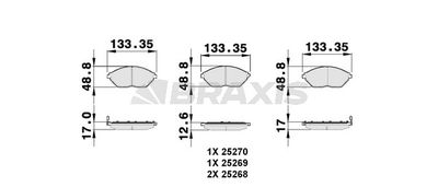 AB0151 BRAXIS Комплект тормозных колодок, дисковый тормоз