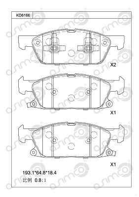 KD6166 ASIMCO Комплект тормозных колодок, дисковый тормоз