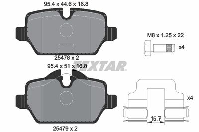 2547801 TEXTAR Комплект тормозных колодок, дисковый тормоз
