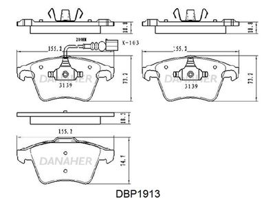 DBP1913 DANAHER Комплект тормозных колодок, дисковый тормоз