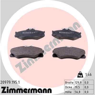 209791951 ZIMMERMANN Комплект тормозных колодок, дисковый тормоз