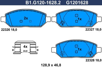 B1G12016282 GALFER Комплект тормозных колодок, дисковый тормоз