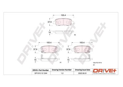 DP1010101244 Dr!ve+ Комплект тормозных колодок, дисковый тормоз