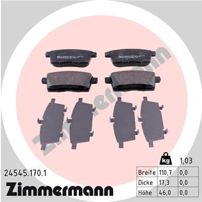 245451701 ZIMMERMANN Комплект тормозных колодок, дисковый тормоз