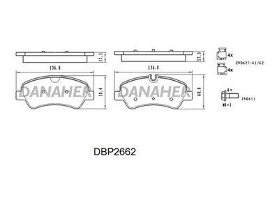 DBP2662 DANAHER Комплект тормозных колодок, дисковый тормоз