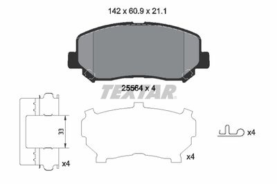 2556403 TEXTAR Комплект тормозных колодок, дисковый тормоз