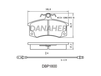 DBP1800 DANAHER Комплект тормозных колодок, дисковый тормоз