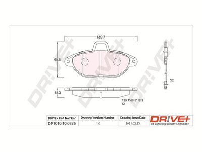 DP1010100836 Dr!ve+ Комплект тормозных колодок, дисковый тормоз