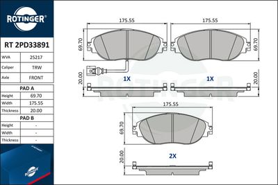 RT2PD33891 ROTINGER Комплект тормозных колодок, дисковый тормоз