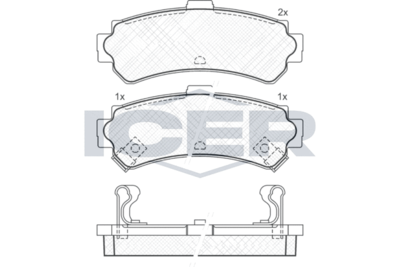 181095 ICER Комплект тормозных колодок, дисковый тормоз