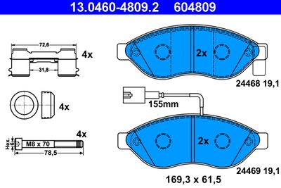 13046048092 ATE Комплект тормозных колодок, дисковый тормоз