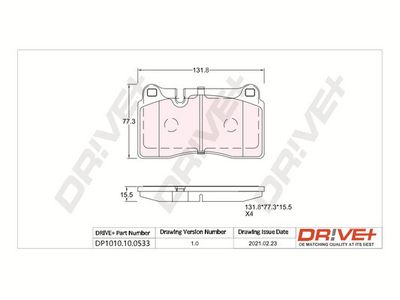 DP1010100533 Dr!ve+ Комплект тормозных колодок, дисковый тормоз
