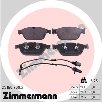 251602002 ZIMMERMANN Комплект тормозных колодок, дисковый тормоз