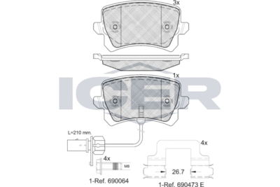181857203 ICER Комплект тормозных колодок, дисковый тормоз