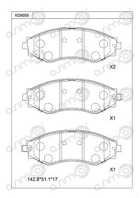 KD9055 ASIMCO Комплект тормозных колодок, дисковый тормоз