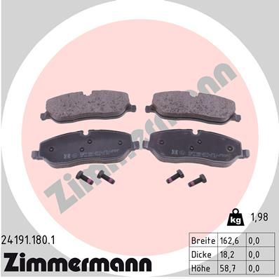 241911801 ZIMMERMANN Комплект тормозных колодок, дисковый тормоз