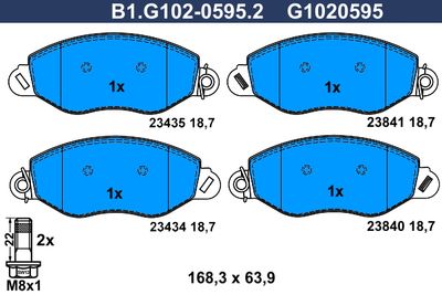 B1G10205952 GALFER Комплект тормозных колодок, дисковый тормоз