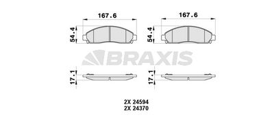 AB0377 BRAXIS Комплект тормозных колодок, дисковый тормоз