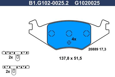 B1G10200252 GALFER Комплект тормозных колодок, дисковый тормоз