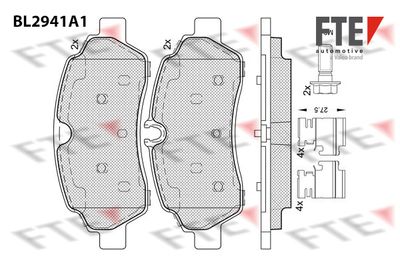 BL2941A1 FTE Комплект тормозных колодок, дисковый тормоз