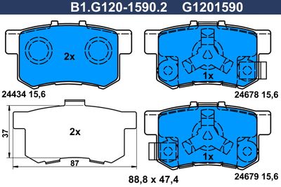 B1G12015902 GALFER Комплект тормозных колодок, дисковый тормоз