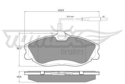 TX1162 TOMEX Brakes Комплект тормозных колодок, дисковый тормоз