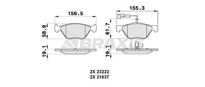 AB0285 BRAXIS Комплект тормозных колодок, дисковый тормоз