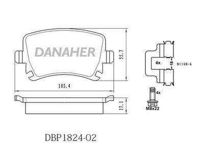 DBP182402 DANAHER Комплект тормозных колодок, дисковый тормоз