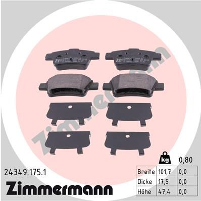 243491751 ZIMMERMANN Комплект тормозных колодок, дисковый тормоз