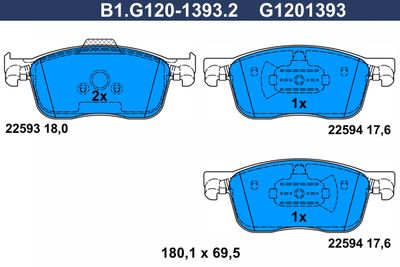 B1G12013932 GALFER Комплект тормозных колодок, дисковый тормоз