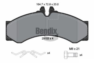 BPD1228 BENDIX Braking Комплект тормозных колодок, дисковый тормоз