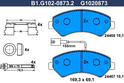 B1G10208732 GALFER Комплект тормозных колодок, дисковый тормоз