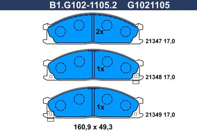 B1G10211052 GALFER Комплект тормозных колодок, дисковый тормоз