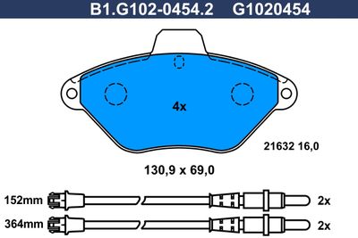 B1G10204542 GALFER Комплект тормозных колодок, дисковый тормоз