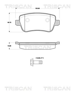 811015043 TRISCAN Комплект тормозных колодок, дисковый тормоз