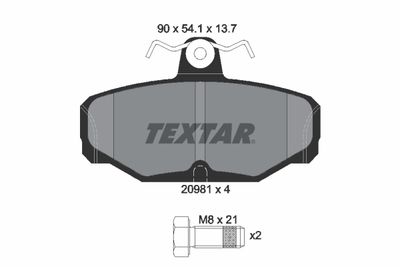 2098101 TEXTAR Комплект тормозных колодок, дисковый тормоз