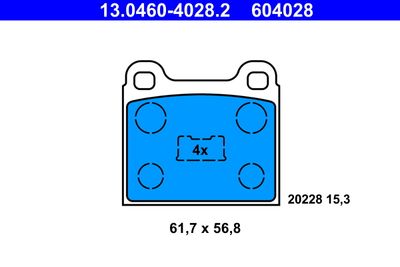 13046040282 ATE Комплект тормозных колодок, дисковый тормоз